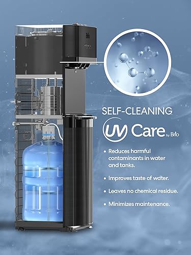 Miniatura 8 de Brio Dispensador de agua de carga inferior autolimpiante acero inoxidable negro 3 ajustes de temperatura agua caliente habitación y fría aprobado
