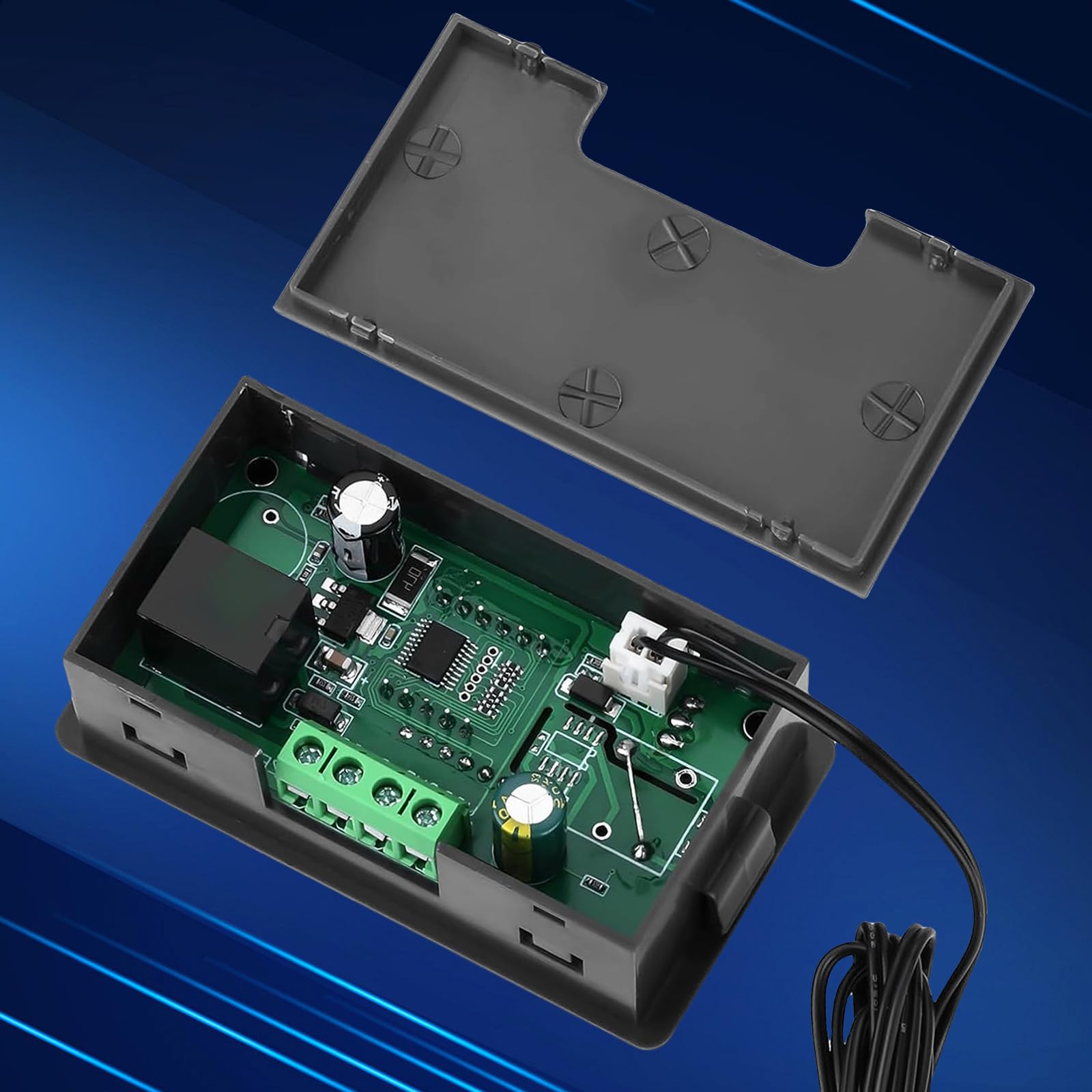 4 sztuki W3230 cyfrowy termostat, DC 12 V, 20 A, cyfrowy regulator temperatury z wyświetlaczem LCD, wodoszczelny, cyfrowy wyświetlacz, termostat grzewczy, przekaźnik regulatorowy, z sondą czujnika NTC