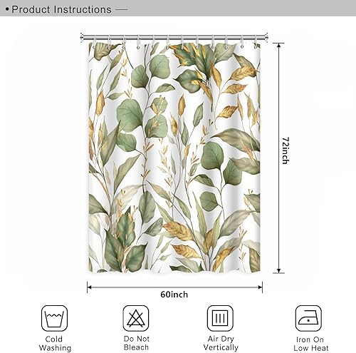 Miniatura 226 de Cortina de ducha de baño con temática de dinosaurio, cortina de ducha de hojas tropicales de dinosaurio verde con ganchos, cortina de ducha de tela