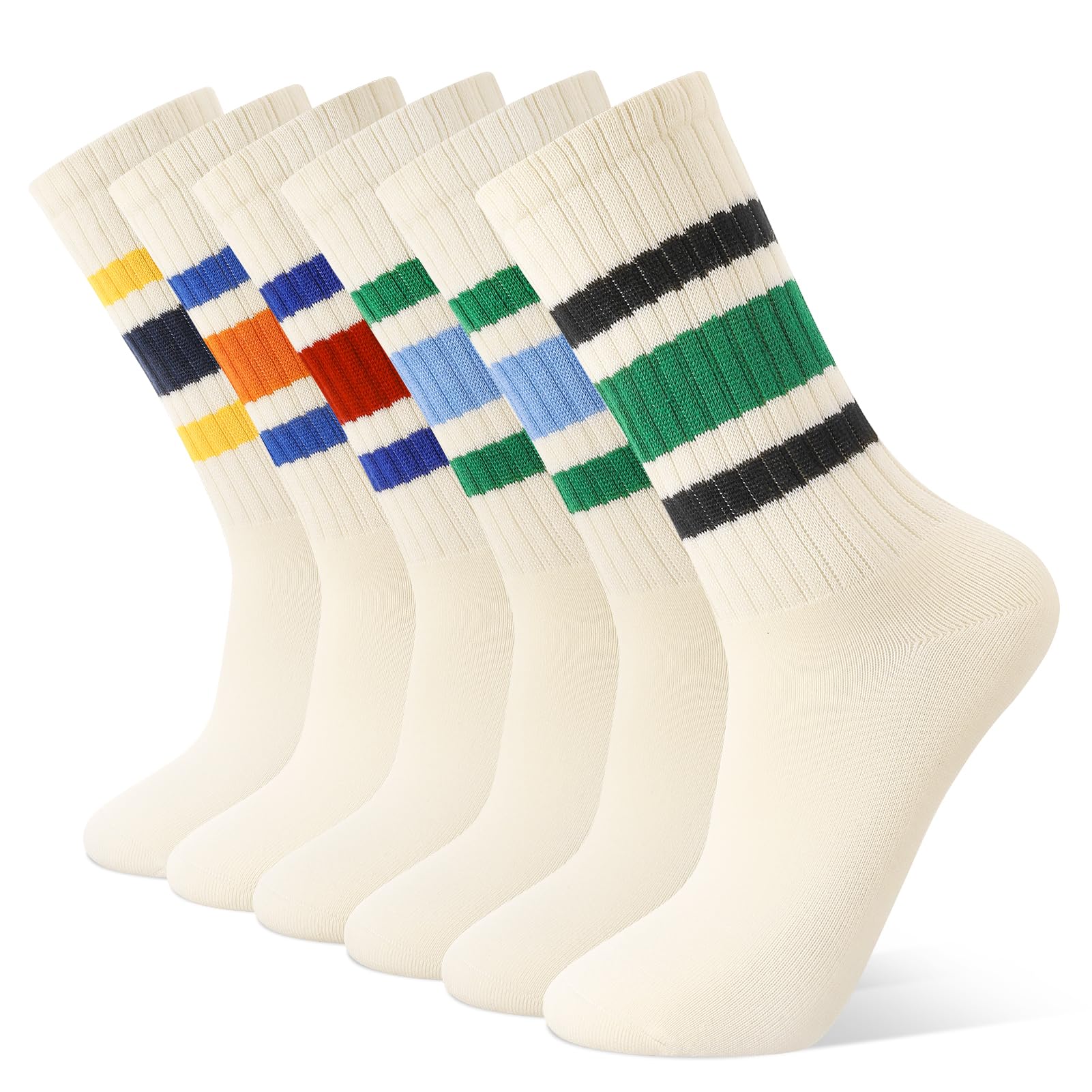 Zuimei Lot De 6 Paires De Chaussettes De Sport Rayées Pour Homme