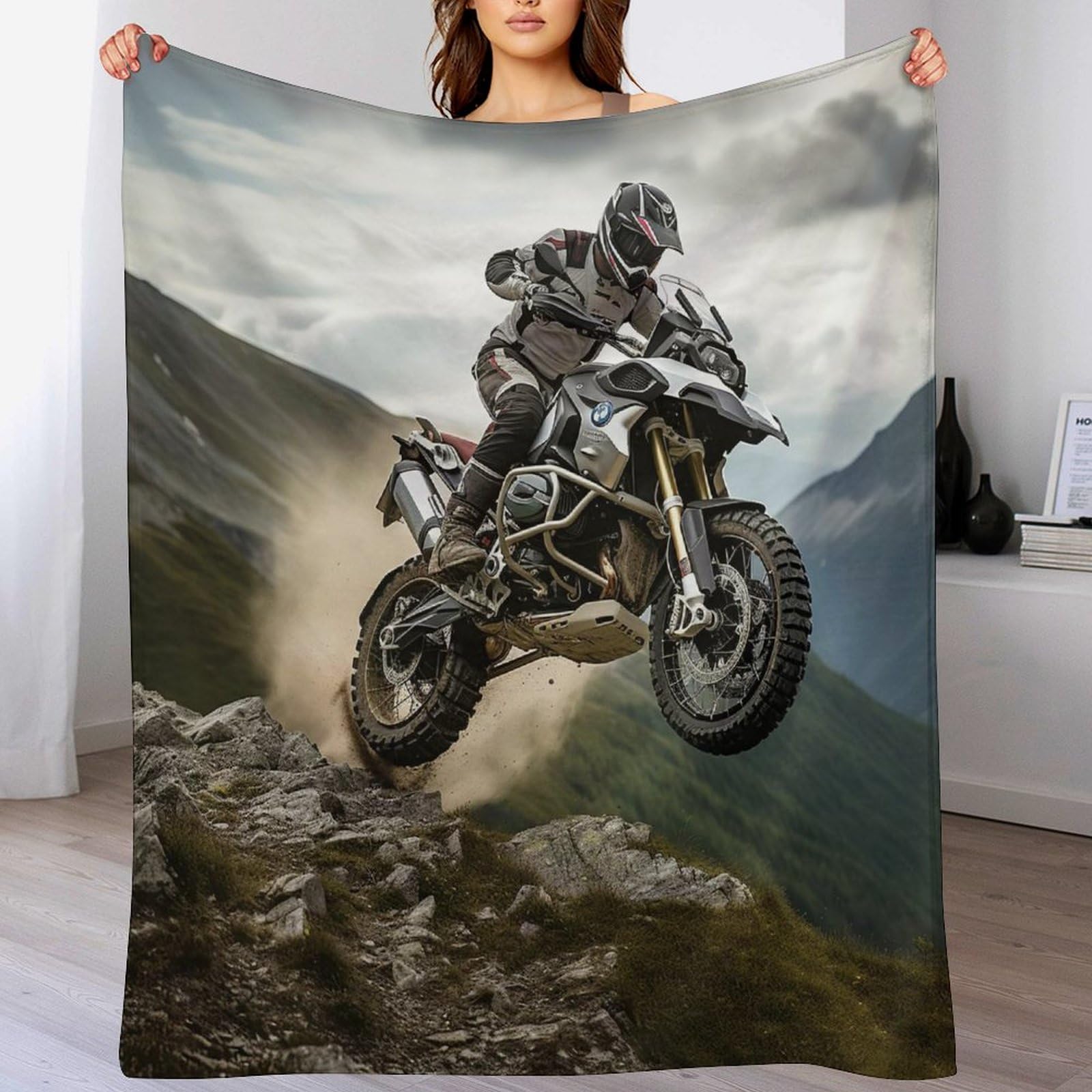 Plaid motocross couverture polaire lit et canapé 130x150 cm