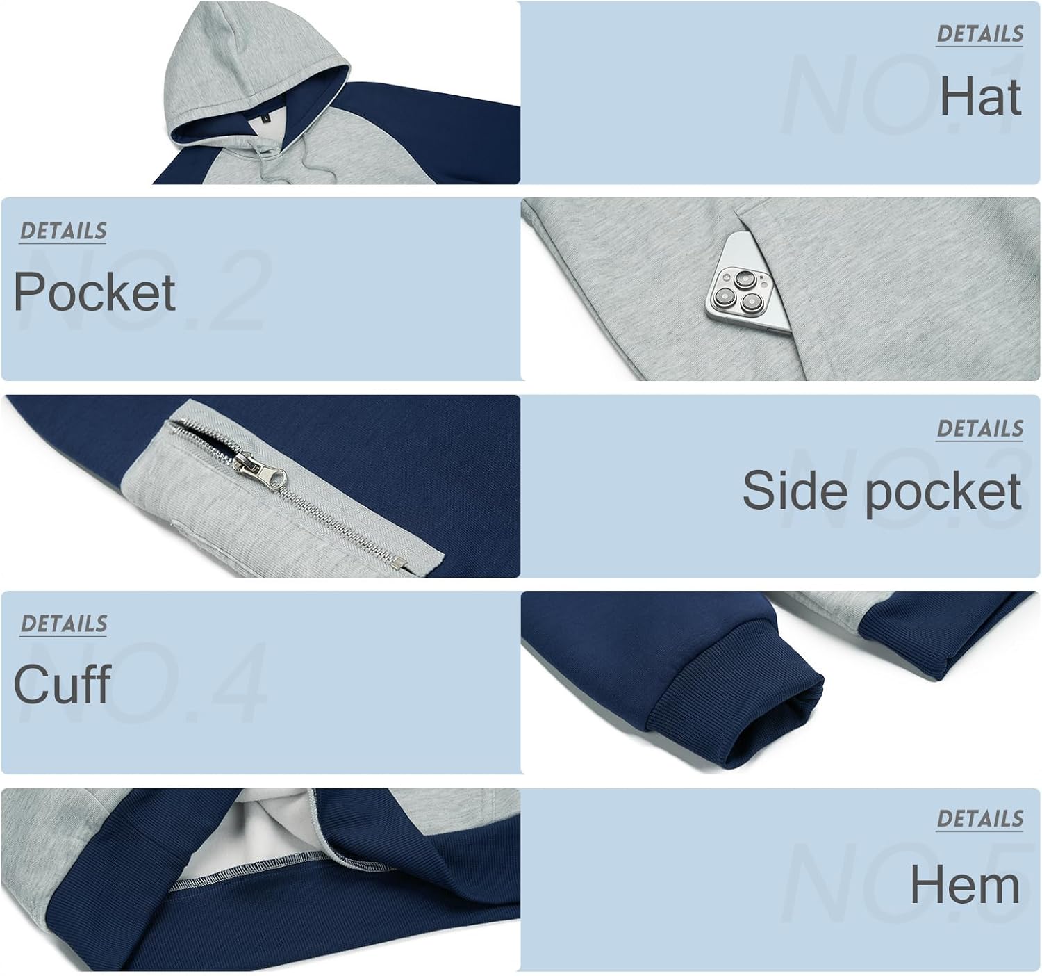 Mens Hoodies Fleece Drawstring Hooded Pullover Sweatshirts for Men with Pocket - Image 5