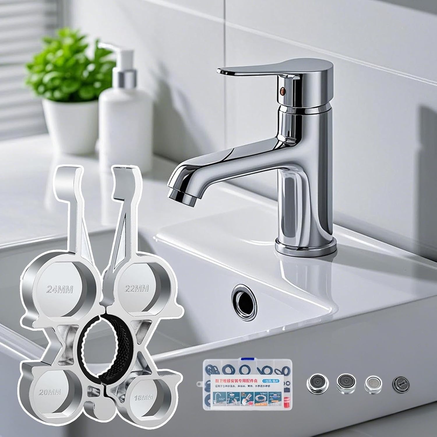Faucet Aerator Removal Tool, 12-in-1 Metal Rustproof Accessories, Sink Faucet Aerator Tool, for Bathroom, Kitchen, Hotel, Restaurant, Home, RV, Garden, Backyard, and Farm