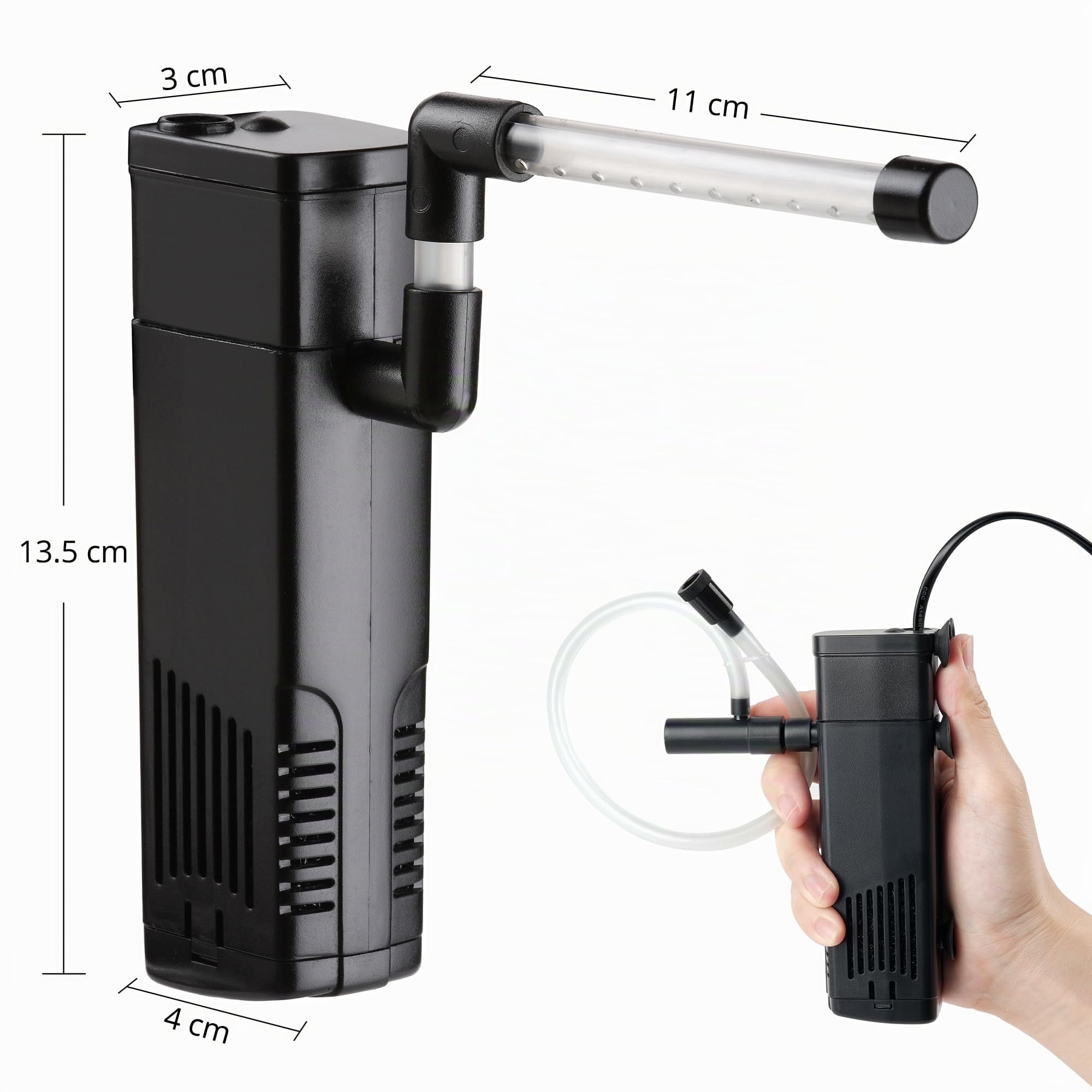 NICREW Filtro Acquario Interno Silenzioso e Potente, Filtro Interno Acquario con Flusso Massimo di 150L/H, Adatto per Acquario Fino a 20L