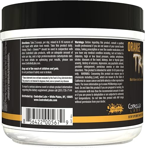 Miniatura 13 de CONTROLLED LABS Orange Triad Plus Greens para hombres y mujeres, suplemento deportivo sin hierro de 30 porciones para la salud general, Naranja