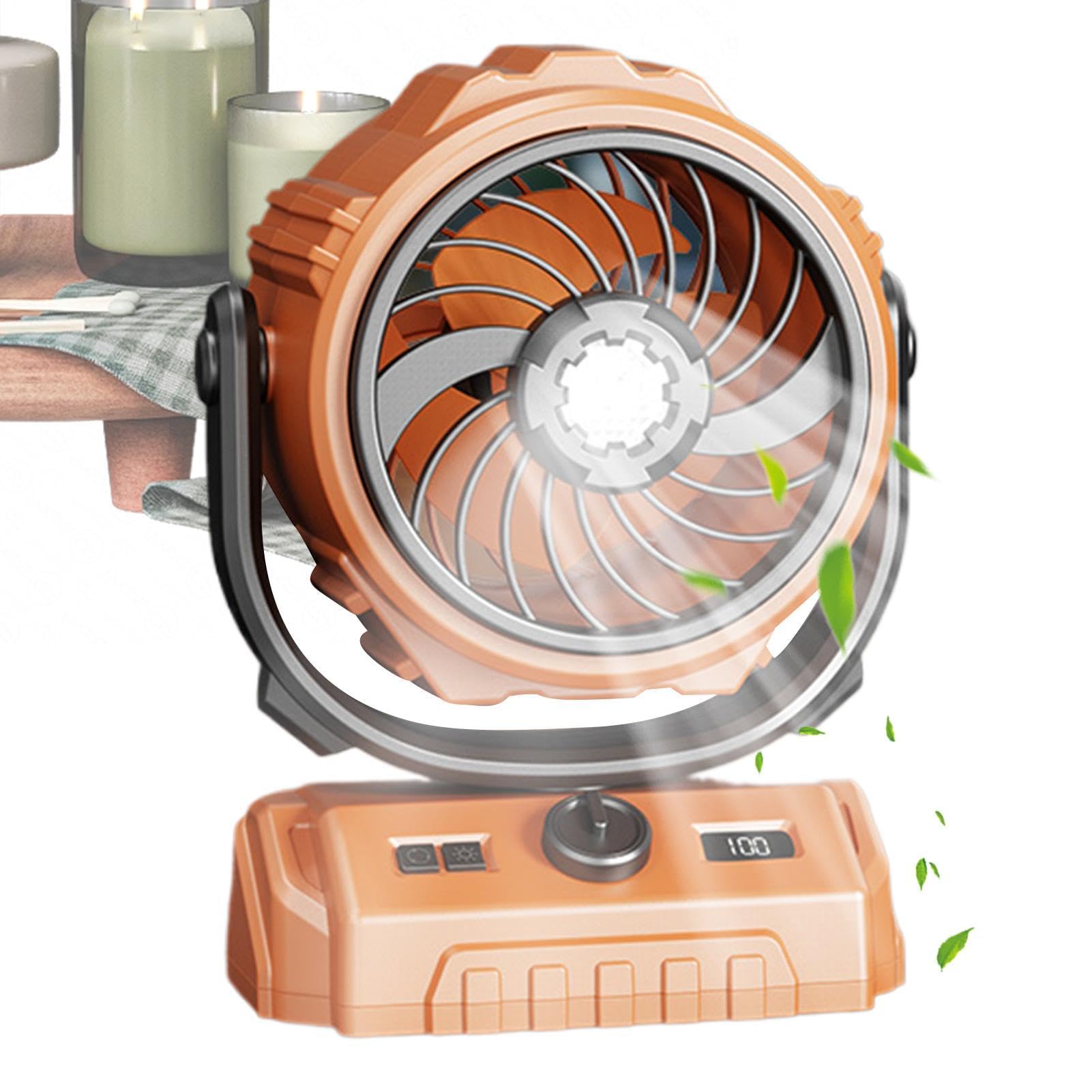 Ventilateur de camping portable LED avec oscillation automatique pour voiture et extérieur