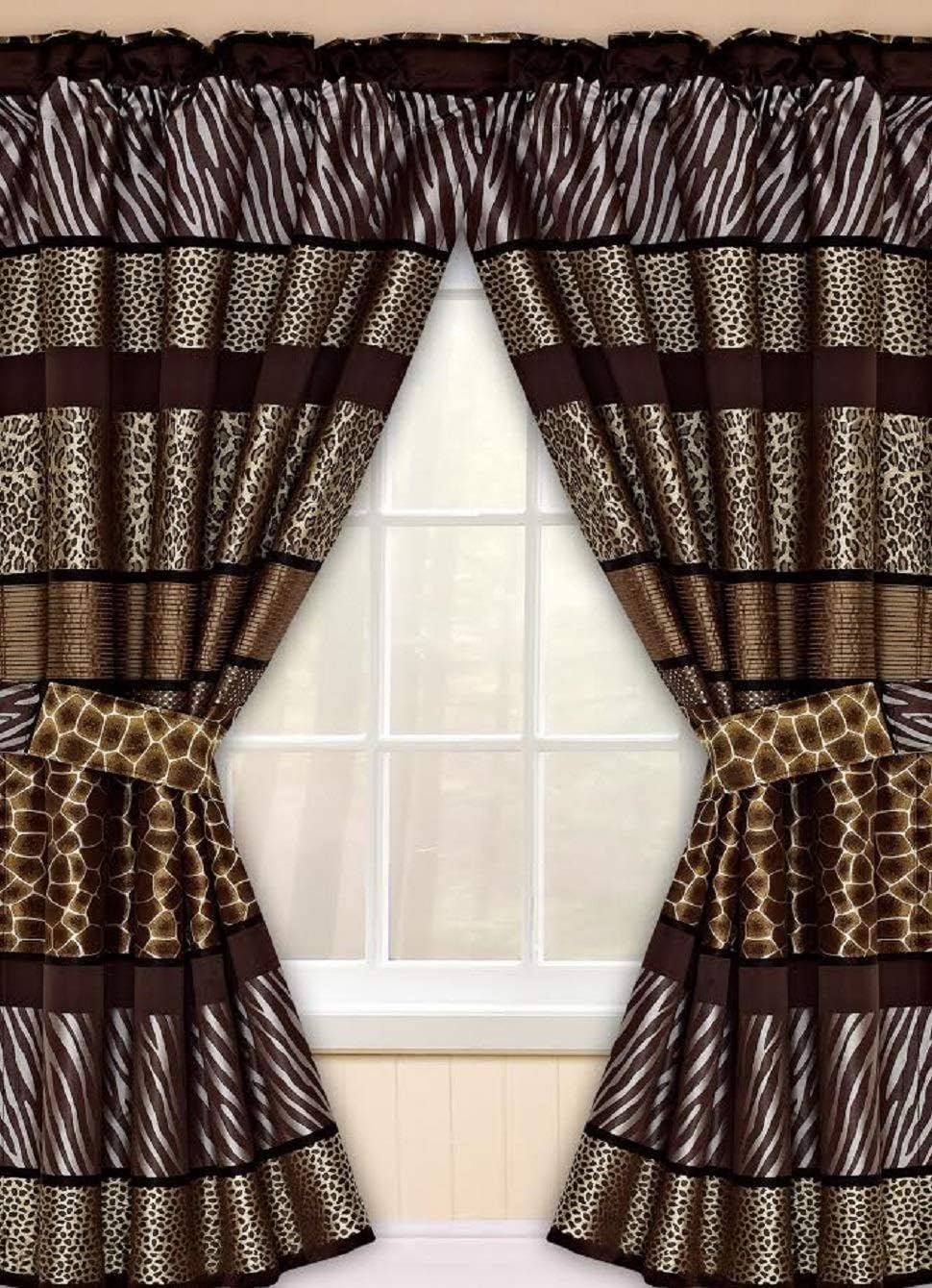 Popular Bath Safari Stripes Curtain Classic Luxury Window Curtain Contemporary Decor Chocolate Color Unique Design Stylish Bathroom Window Curtain (36" x 54" Each) Set of 2 Tie Décor, Chocolate