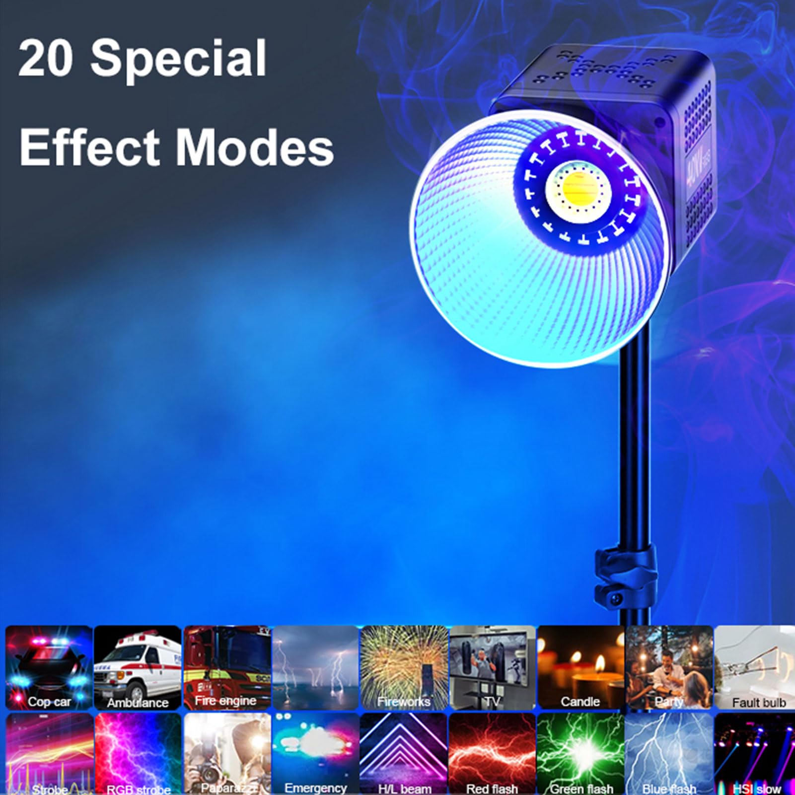 Cryfokt Luz de Video RGB, Iluminación Portátil 2500K-6500K