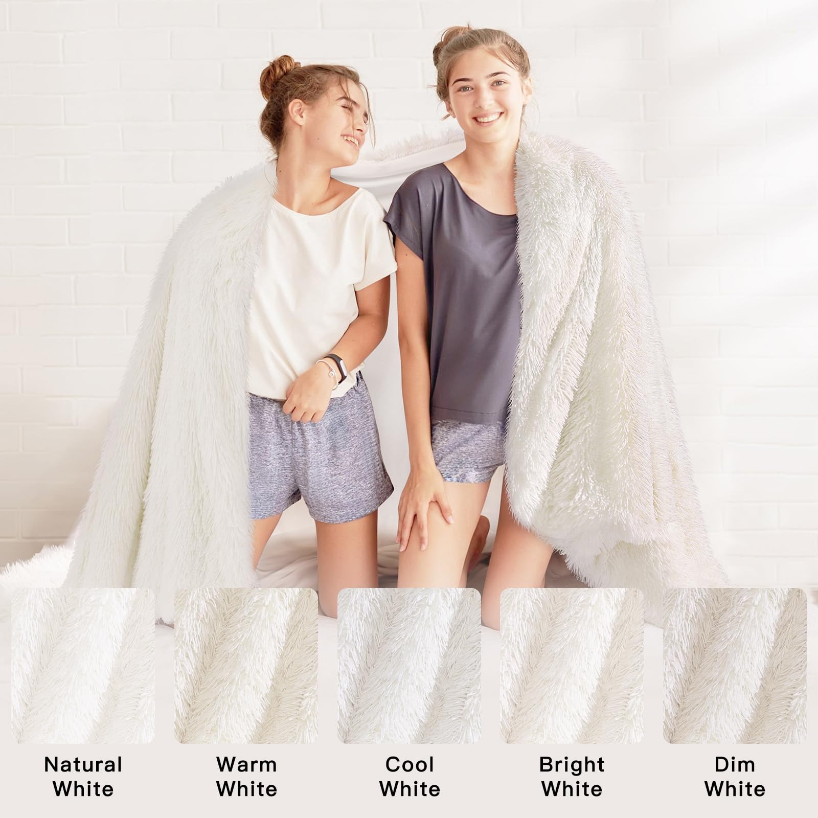 KANKAEU Coperta 160x200 cm, Coperta Pelliccia Morbida e Soffice, Plaid Decorative per Divano e Letti, Coperta Pile Calda e Accogliente, Plaid Matrimoniale,Copriletti,Vero Bianco