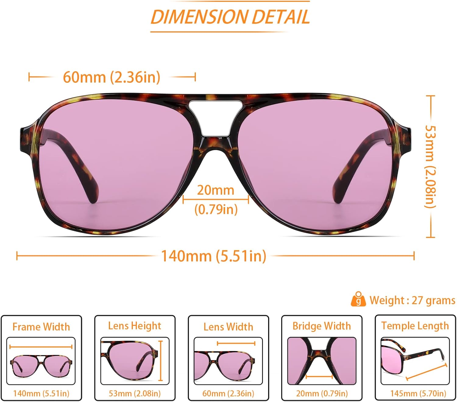 Freckles Mark Vintage Retro 70s Sunglasses for Women Men Classic Large Square Aviator Trendy Glasses - Image 4