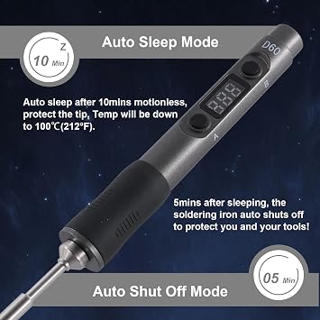Electric Soldering Iron, SEQURE D60B Pro Portable Soldering Kit, Support PD 3.0, Auto Sleep & Shutoff, XT60 Cable, 19V Power Adapter, Digital Adjustable Temperature Welding Tool - TS B2