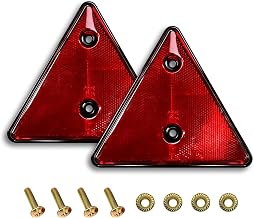 Pendant Reflectors Triangle Rear Reflectors Cat Eyes Reflectors Red 2 Pieces 70 mm with Screws for Trailers Car Tractor Truck Caravans Motorhomes Screw-On (16 x 14 cm)