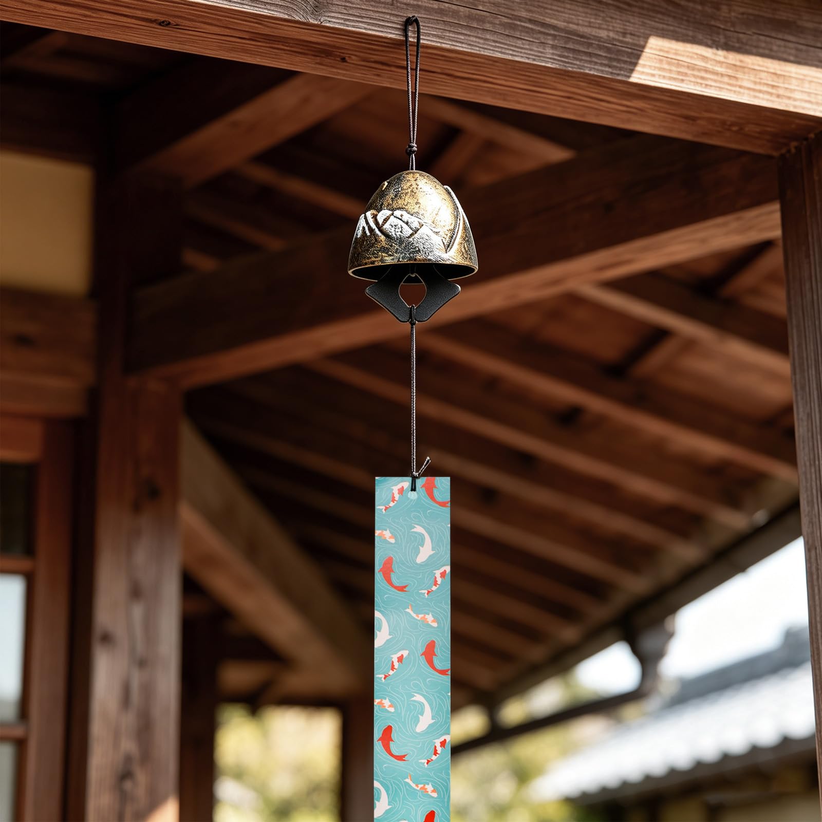 MrMrKura 南部鉄器 風鈴 富士山 鋳鉄製 ウィンドチャイム 鉄風鈴 短冊付き 鉄器 澄んだ音 釣鐘 夏の風物語 伝統工芸 手作り インテリア プレゼント ギフト (ブロンズ)