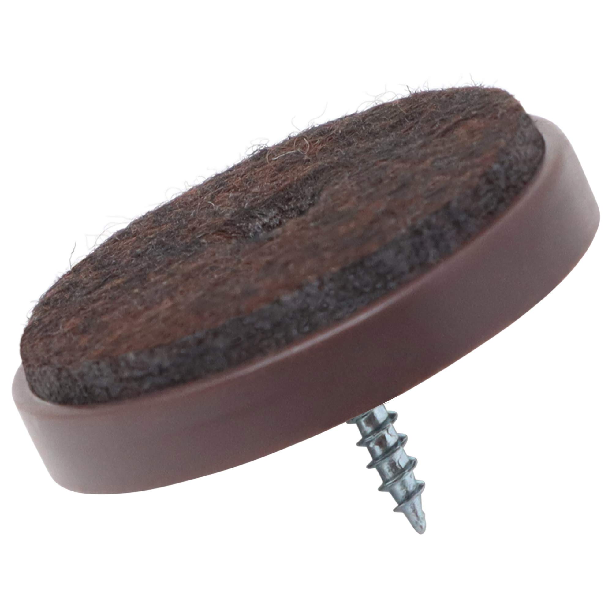 Adsamm 32 x Felt Glides with Screw Brown Diameter 40 mm Round Furniture Glides for screwing in Premium