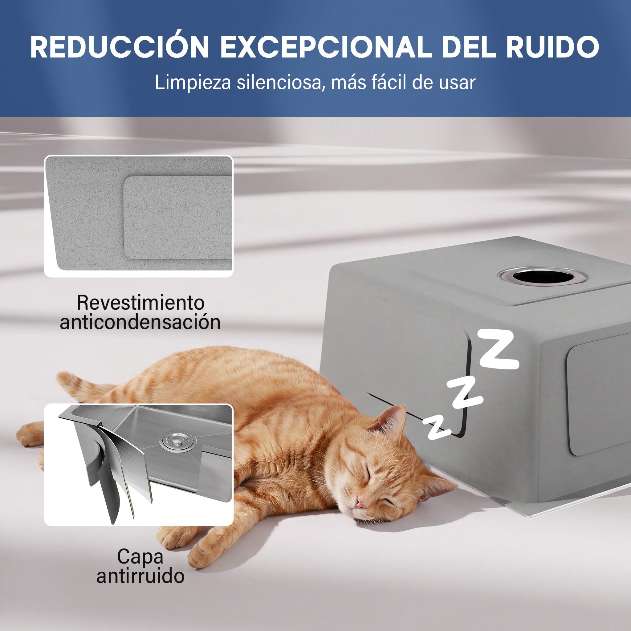 Fregadero Cocina 50x45 cm, STANEW Fregadero Cocina 1 Seno,Fregadero Inox con Dispensador de Jabón y Sifón，Sobre Encimera,Adecuado para Cocinas Pequeñas y Autocaravanas.