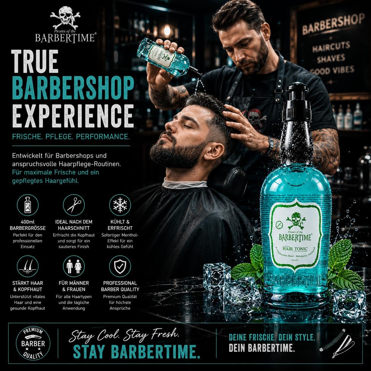 Hair Tonic 400ml | Erfrischendes Haartonikum mit Menthol & Kampfer | Belebt Kopfhaut & Haar | Volumen, Pflege & Frische | Für alle Haartypen | Kühlt & revitalisiert (2er Pack)