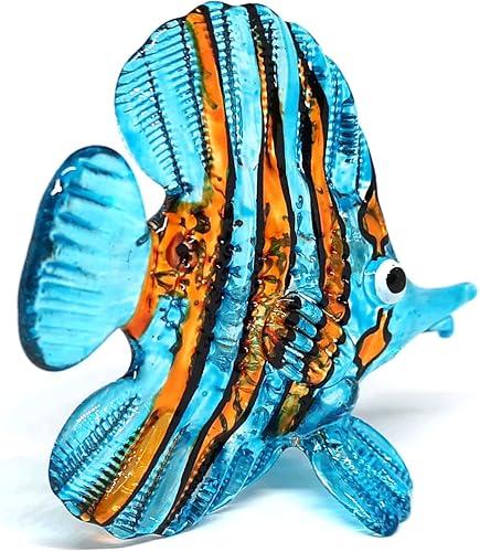 Miniatura 3 de ZOOCRAFT Figura de pez de cristal azul Acuario Artesanía Miniatura Soplado a mano Coleccionables