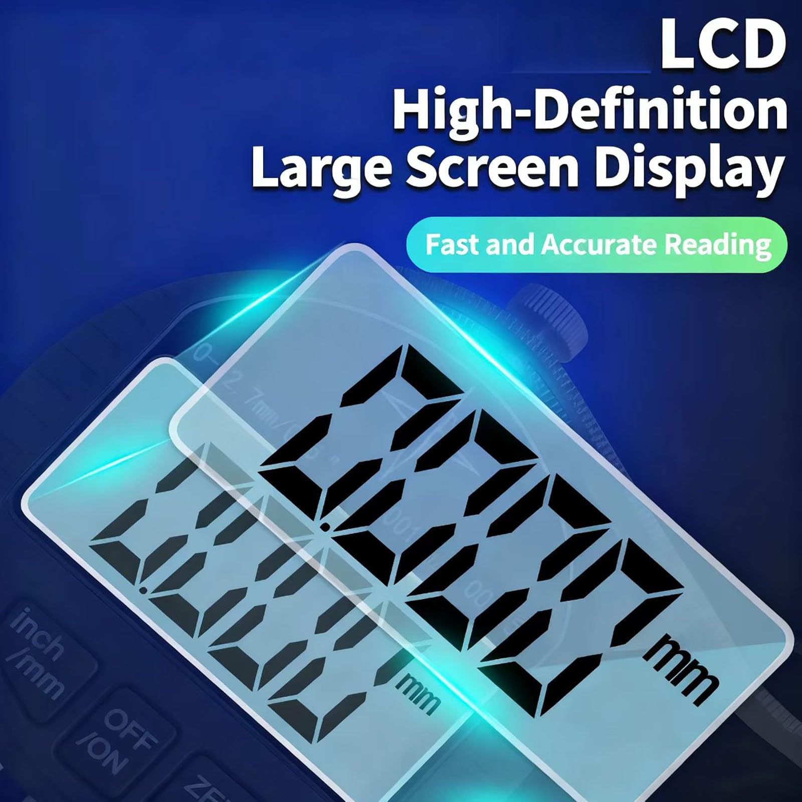 Digitales Dickenmessgerät mit LCD-Bildschirm, ergonomisch, 0-12,7 mm/0,001 mm Präzisionstester für Papier, Folie, Leder, Draht und Holzfurnier Messung