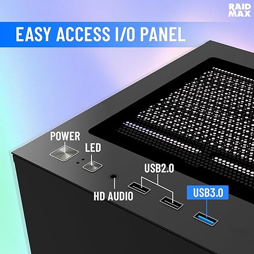 Miniatura 4 de Raidmax i801 Aqua View Case de vidrio templado - Diseño panorámico sin estructura de esquina, 3 ventiladores ARGB incluidos y soporte para enfriador