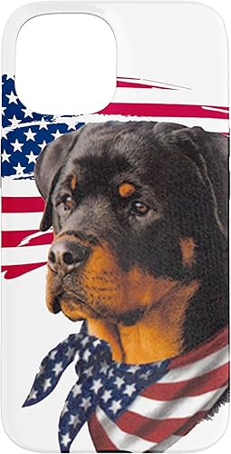 Miniatura 10 de Funda impresionante para iPhone 13 Pro Max Rottweiler Dog con la bandera estadounidense