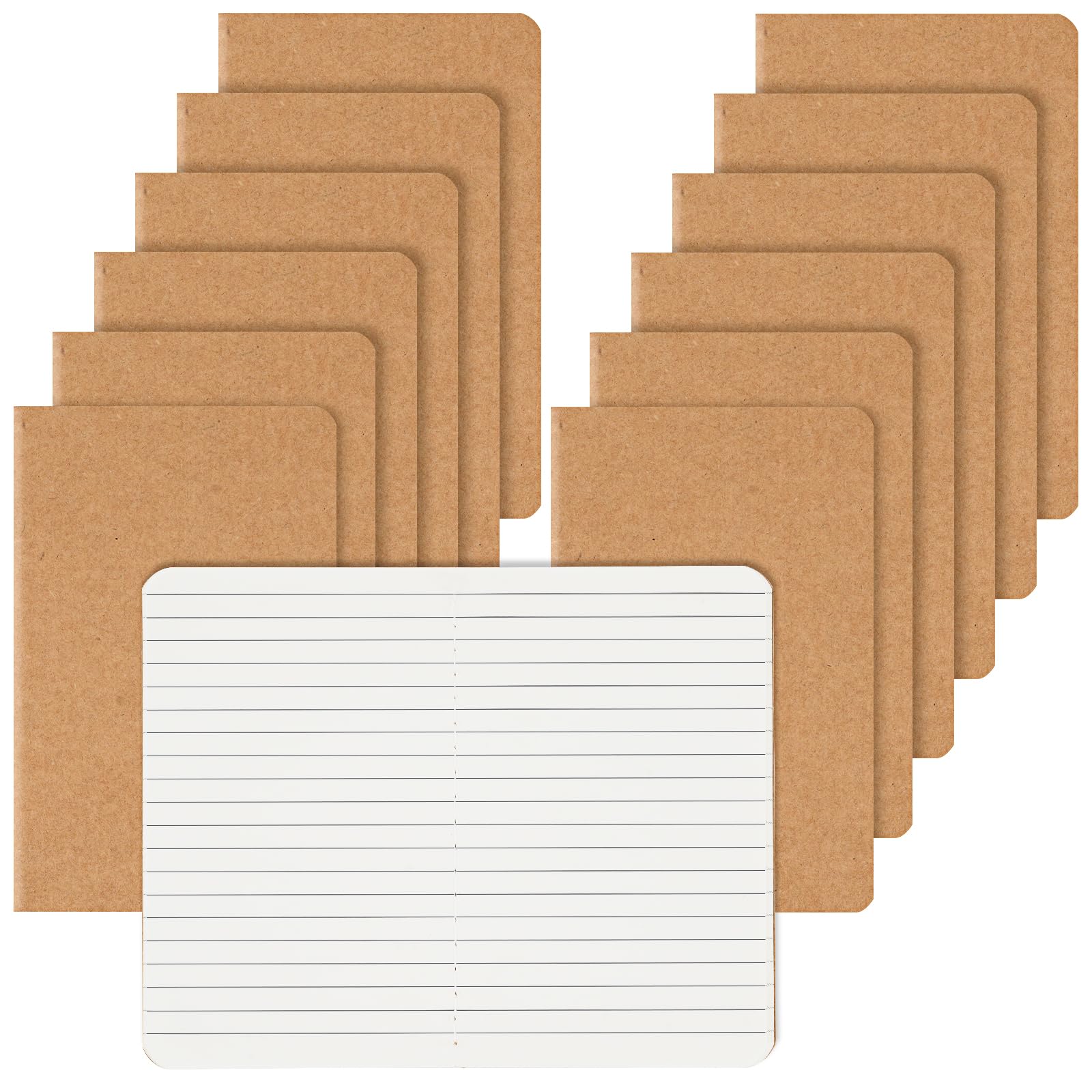 EOOUT 12 Pack Little Notebooks Pocket Notebooks, 3.5" x 5.5" Softcover Mini Notebooks, Small Brown Notebook Memo Note Pads for Men Women Kids Traveler Author, 30 Sheets, 60 Lined Pages