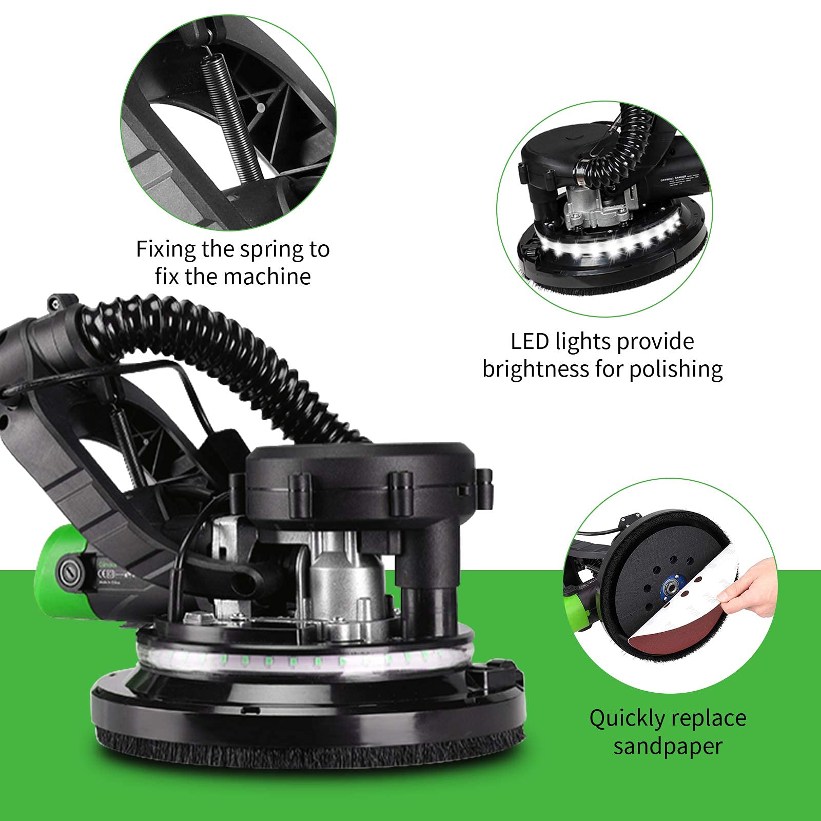 Drywall Sander, Ginour 6A 7 Variable Speed 10001800RPM Wall Sander