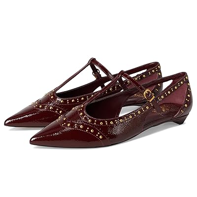 Vince Camuto Valkie Studded Kitten Heel T strap Flat Mule Women