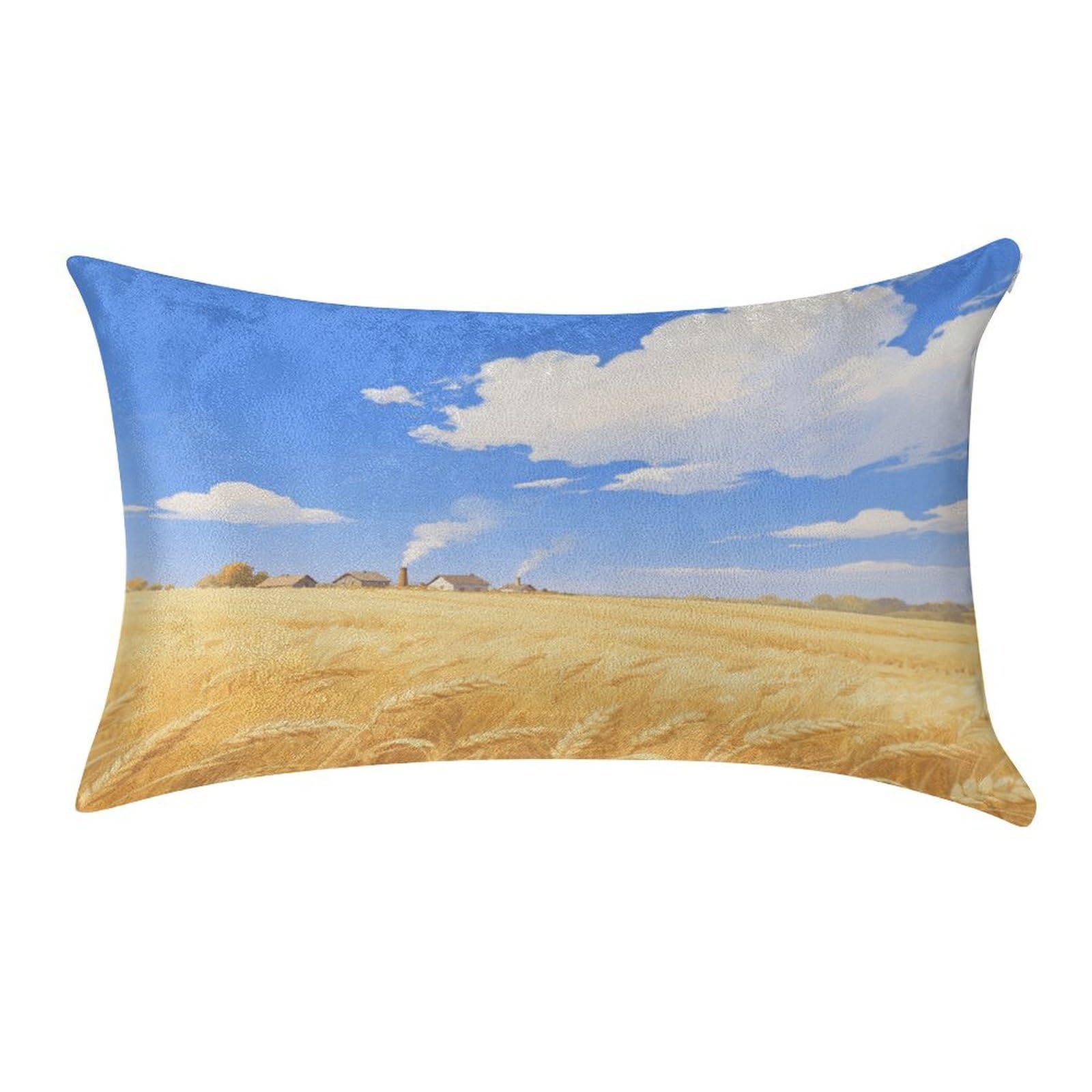 Fekiloot Style Golden Wheat Fields In Autumn Pillow Covers Home Decor Pillow Cases