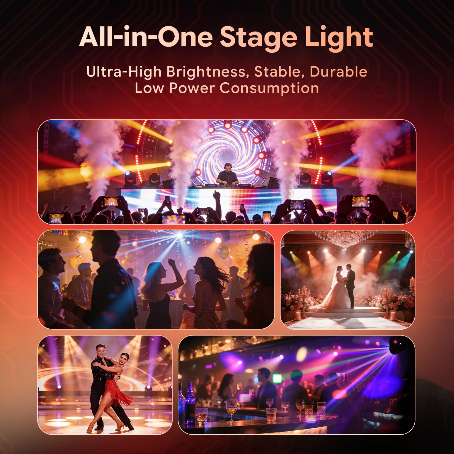 30W Teste Mobili Luci Palcoscenico,Faretto LED RGBW Beam Moving Head con Telecomando,DMX512,Luce Discoteca Stroboscopio Palco Luce di Scena,Luci da Festa per DJ Party Club Bar Matrimonio