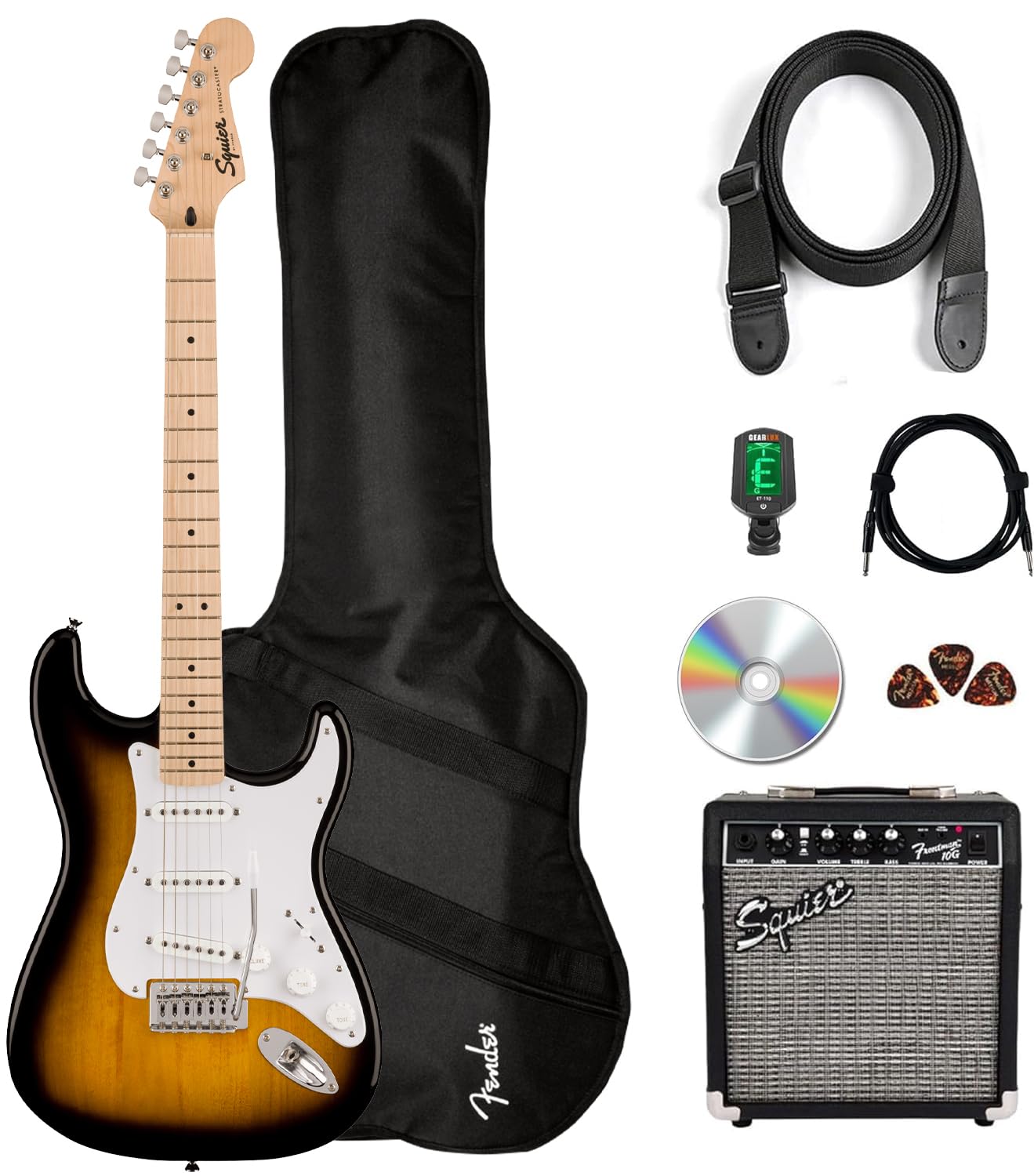 Fender Squier Stratocaster ギグバッグセット Squier Sonic Stratocaster Pack, Maple Fingerboard, Black, LOCAL