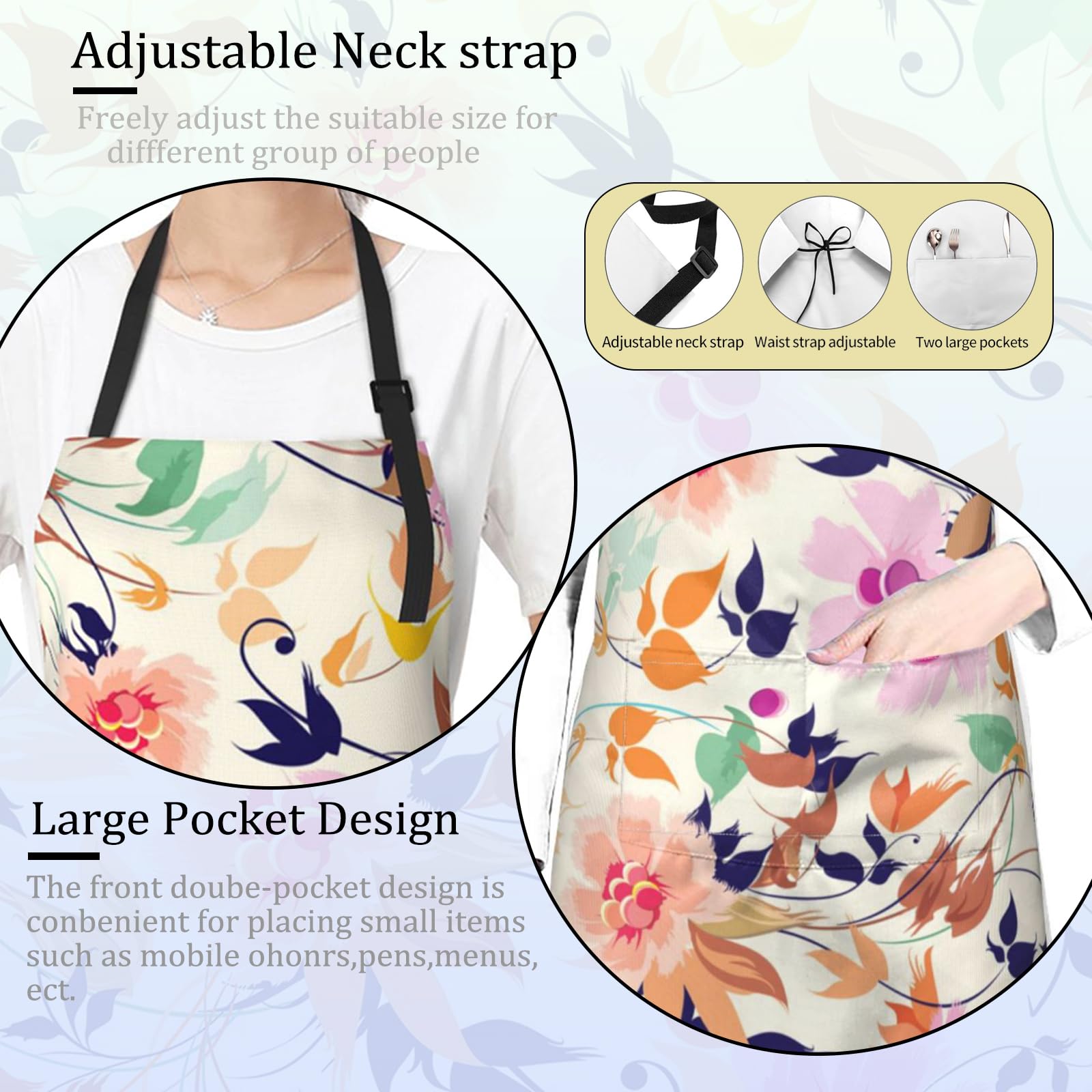 Bonito delantal de rana para mujeres y hombres, 27 x 31 pulgadas, divertidos delantales de cocina de dibujos animados con 2 bolsillos