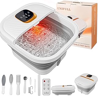 UNIFULL Collapsible Foot Spa Bath with Heat, Touch Screen, Massage Rollers, Bubble, Foot Pedicure Kit, Temperature Contro...