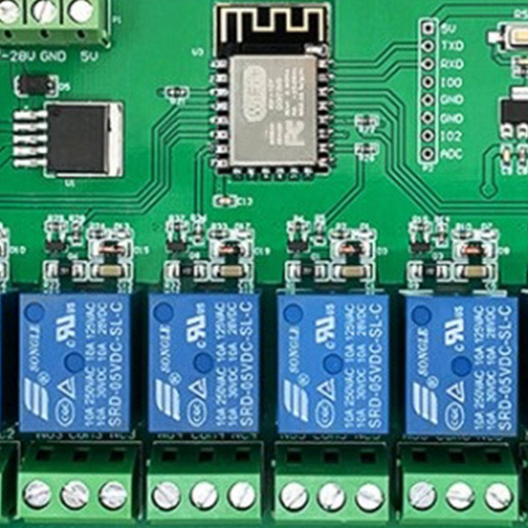 ESP8266 Lot de 4 modules de relais WiFi 8 canaux ESP-12F Carte de développement 5 V/7-28 V Module WiFi sans