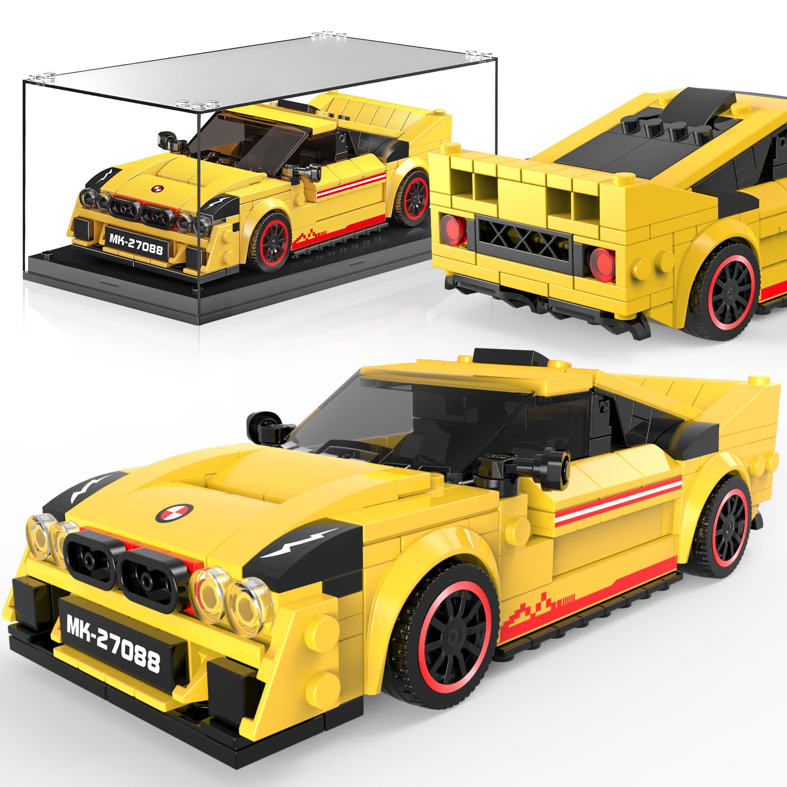 Mould King Speed Champion EVO 38 Racing Car MOC Building Set & Display Case, Creative Classic Cars for Teens Age14+, 27088 Cool Vehicles Model Toys