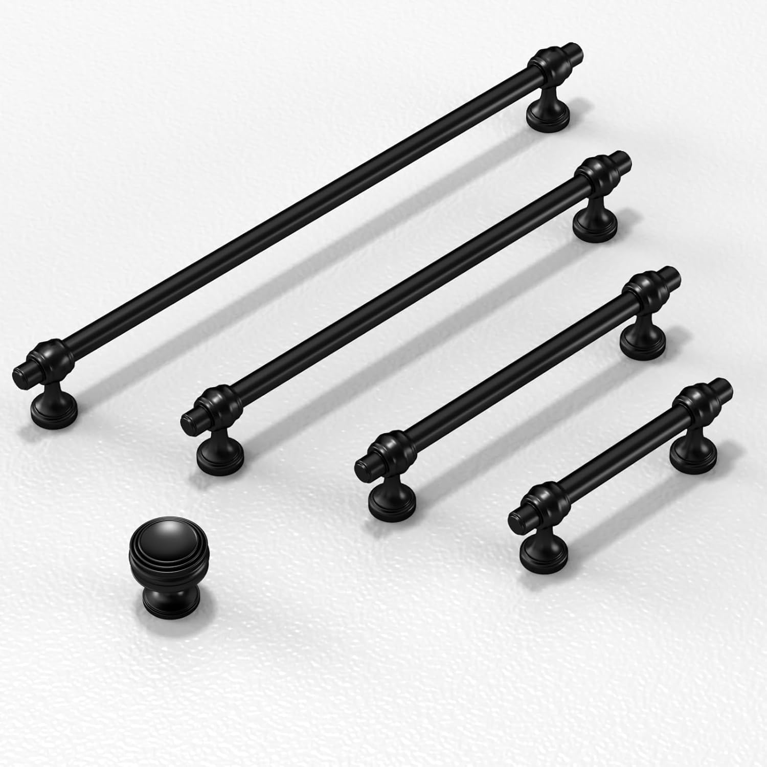 10 Pack Matte Black Cabinet Pulls 5 Inch(128mm) Kitchen Cabinet Handles Solid Heavy Duty Drawer Pulls