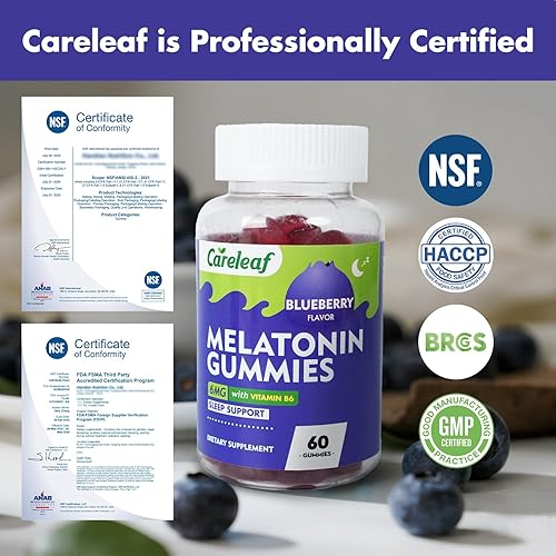 Miniatura 8 de Gomitas de melatonina para el sueño, para hombres y mujeres, salud para dormir con 6 mg de melatonina y vitamina B6 sabor arándano, 60 unidades