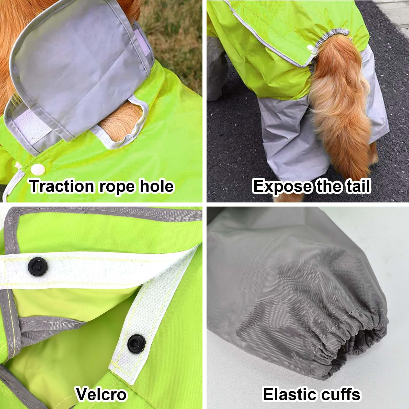Impermeable para Perros con Capucha, Chubasquero Ligero para Medianas y Grandes, Mascota Impermeables Andar Excursión Acampada Deambular - Verde (28)