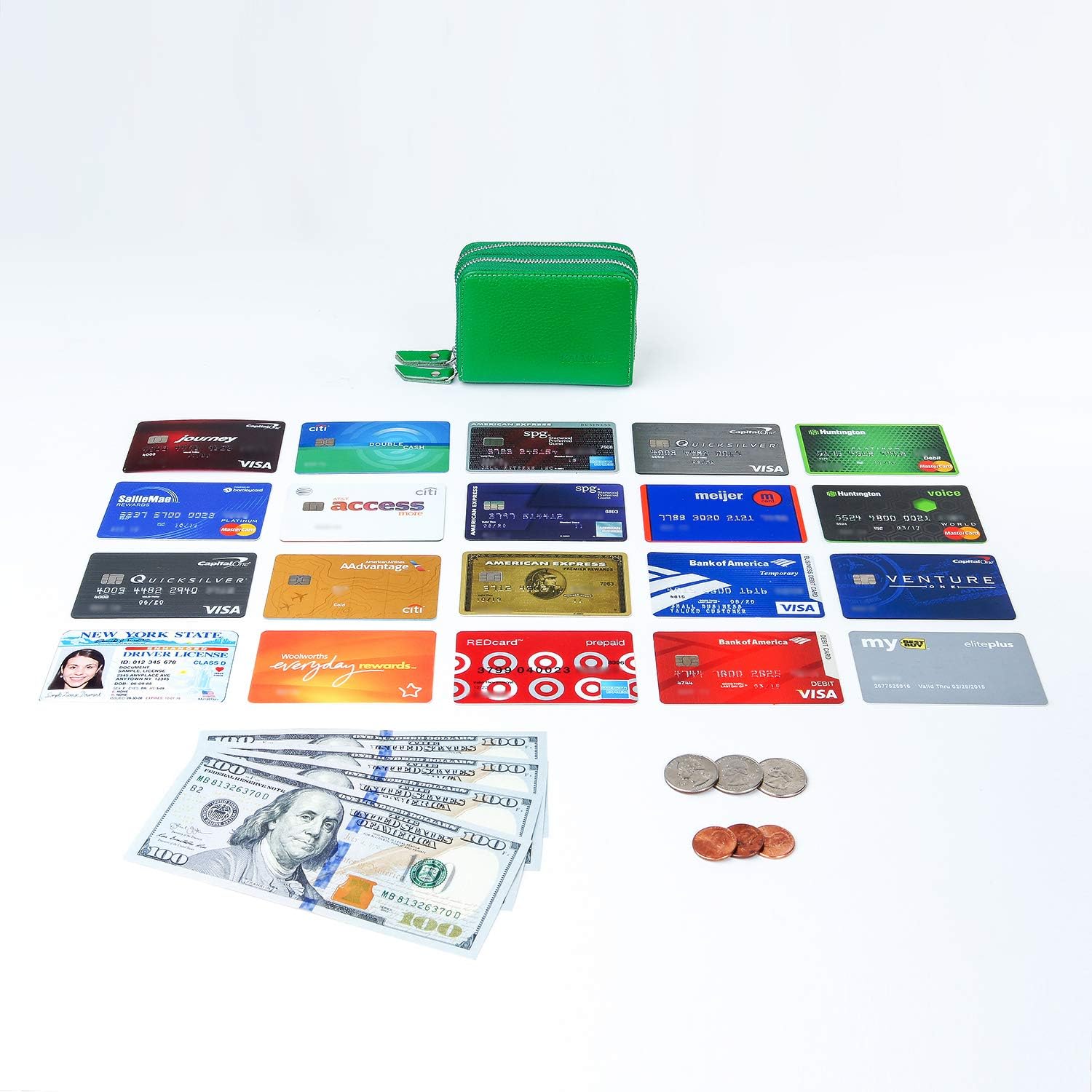 KALMOR Wallets for Women Leather Double Zipper RFID Blocking Purse with Coin Pocket