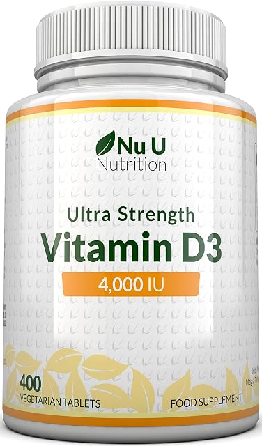 Vitamin D3 4000 IU - 400 Tablets - High Strength 100 mcg Vitamin D Tablets, Vegetarian, 13 Month Supply, Easy to Swallow Micro Tablets, Immune System, Bone and Muscle Function Support