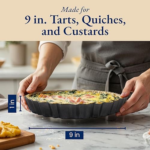 Miniatura 7 de Patz&Patz Molde para Tartas Acanalado de 9 Pulgadas con Fondo Desmontable con Moldeador de Masa de Silicona Patentado Molde Antiadherente de Acero