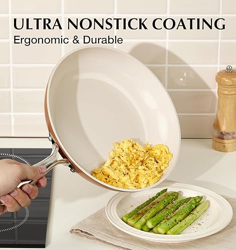 Miniatura 2 de KOCH SYSTEME CS Sartén antiadherente de 10 pulgadas con tapa, sartenes antiadherentes de cerámica, sartenes no tóxicas para cocinar, sartén