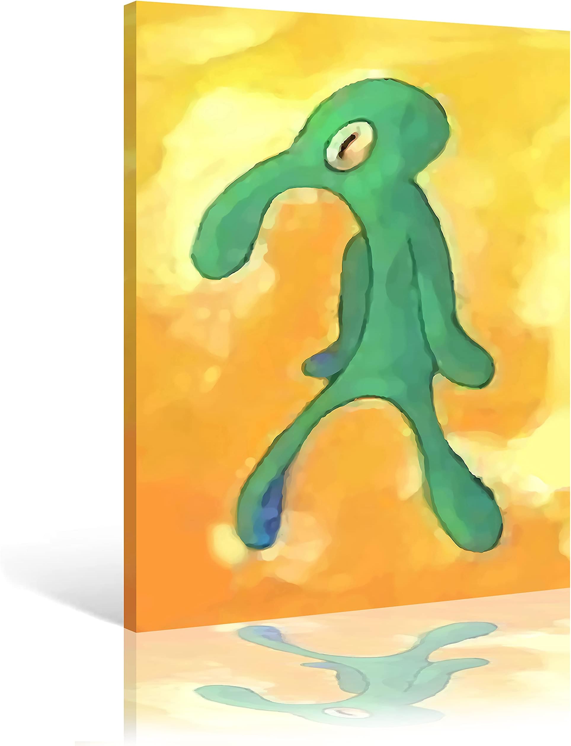 Classic Bold and Brash Painting Squidward Poster, Canvas Wall Art Print Home Bathroom Decor Framed Bedroom Office Living Room Small 8x12 Inches