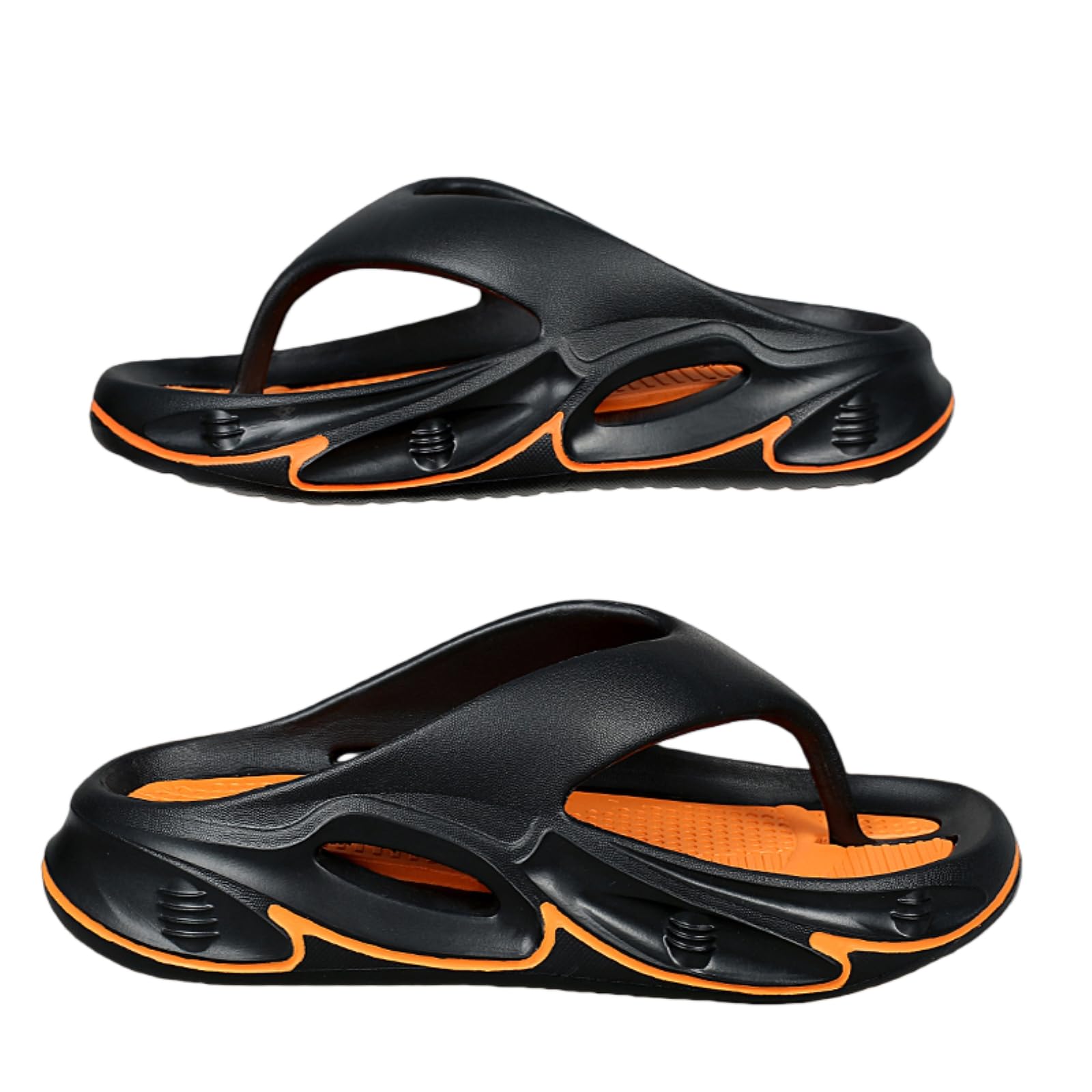 Gyios Flip Flops Men Outdoor Indoor Slippers Thick Soft Sole Beach Sandals Non-slip Bathroom Home Women Flops-black Orange-38-39