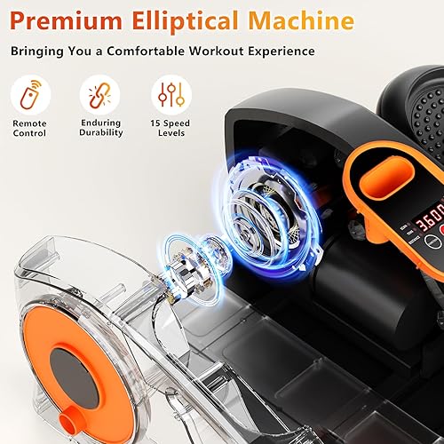 Miniatura 4 de Under Desk Elliptical Exercise Machine, Ellipse Leg Exerciser as Seen on TV with Remote, 15 Adjustable Speed, Portable Leg Exerciser While Sitting