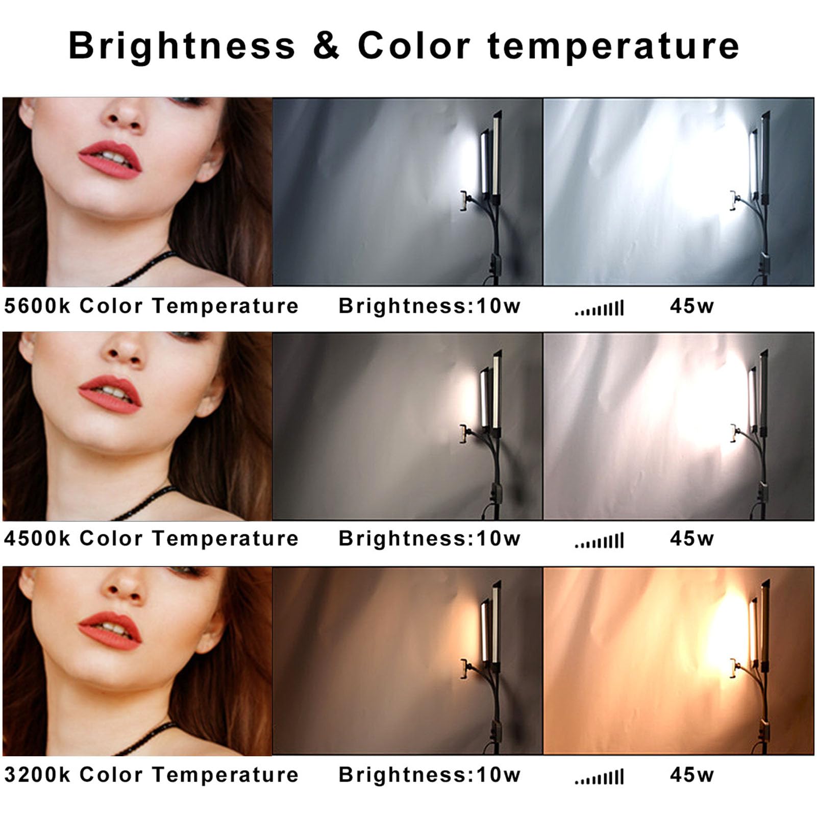 RiToEasysports Podwójne Ramiona LED LIGHT 45 W ŚWIĘTE światło Wideo z Regulowanym Stojakiem Statywu 3000K-6500K Temperatura Kolorów dla Makijażu na żywo fotografię Makijażu (wtyczka UE)