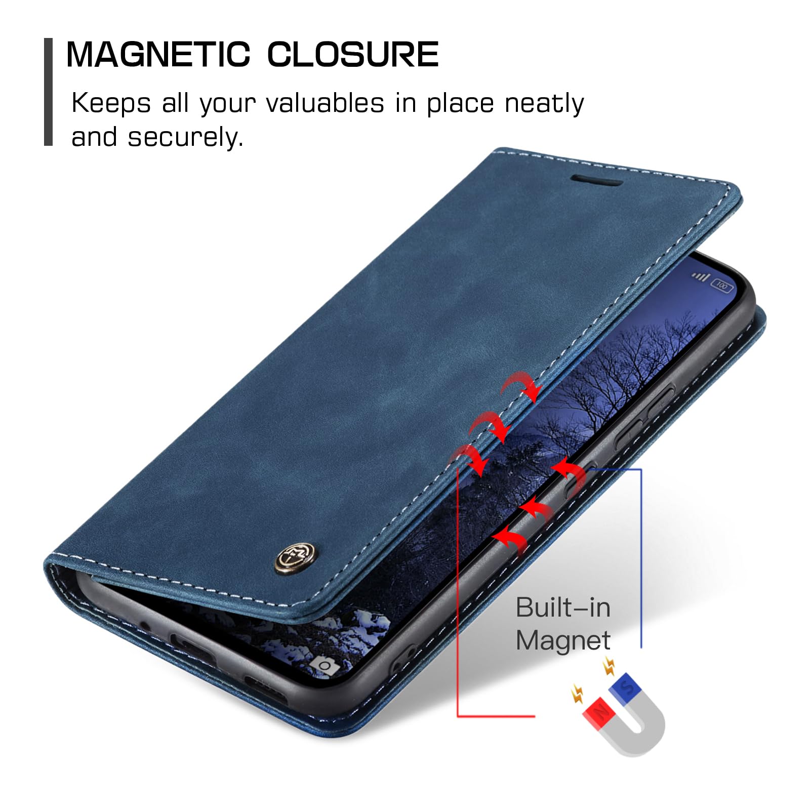 Monweicz Cover Compatibile con Xiaomi Redmi Note 14 4G, Custodia Portafoglio con Slot per Scheda, Protezione Completa Premium in Pelle PU, Flip Libro Magnetica Xiaomi Redmi Note 14 4G, Blu