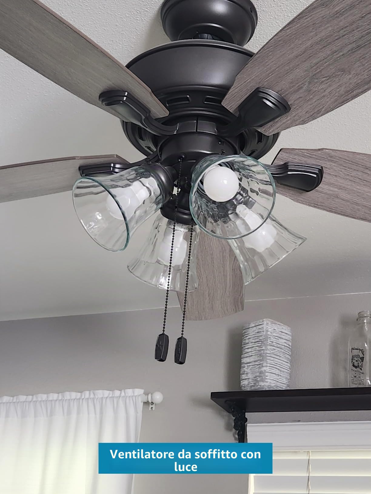 Skelang 4 paralumi in vetro da 42 mm, ricambio a forma di campana per ventilatore da soffitto e alcuni lampadari con viti (martellata)
