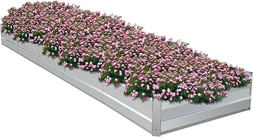Miniatura 7 de Migoda Cama de jardín elevada galvanizada para exteriores, para verduras, flores, hierbas, 13.5 x 3 x 1 pies, kit de acero grande de metal pesado