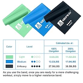 A AZURELIFE Resistance Bands,Professional Long Non-Latex Elastic Stretch Bands,Exercise Bands for Physical Therapy, Yoga, Pilates, Rehab, at-Home or The Gym Workouts, Strength Training