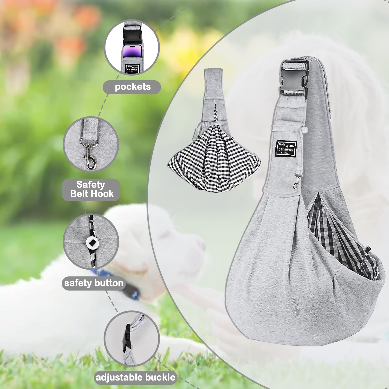 Bandolera para Perro para Mascotas Bandoleras Porta Perros para Mascotas Ajustable Bolso de Hombro para Perros Gatos Pequeño y Medianos